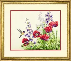 70-35344 Counted cross stitch kit DIMENSIONS "Hummingbird & poppies" 