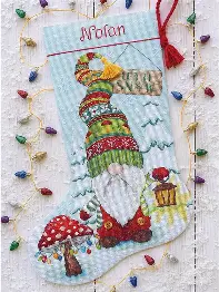 70-09000 Gnome Christmas Stocking Cross Stitch Kit DIMENSIONS