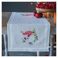 PN-0198679 Cross stitch kit (table runner) 400x100cm Vervaco Christmas gnomes