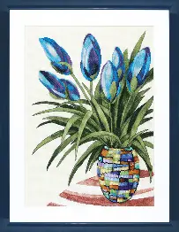 Cross-stitch kit M-255 "Sky-blue tulips"