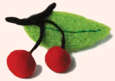 Felting kit V-15 "Brooch Cherries"