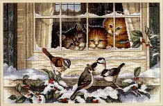 03839 Counted cross stitch kit DIMENSIONS "Three Bird Watchers"
