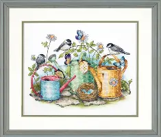 70-03243 Counted cross stitch kit DIMENSIONS "Watering Cans"