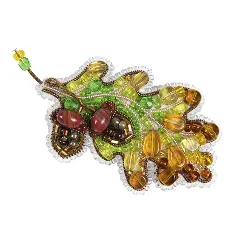 BP-334 Beadwork kit for creating broоch Crystal Art "Oak Leaf"