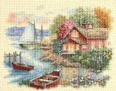 35230 Counted cross stitch kit DIMENSIONS "Peaceful Lake House"