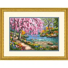 70-35374 Counted cross stitch kit DIMENSIONS "Cherry Blossom Creek"