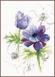 PN-0008028 Counted crossstitch kit LanArte "Anemones"