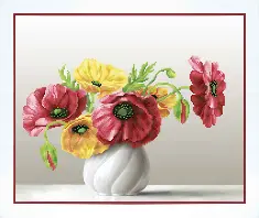 Beadwork kit B-762 "Poppies in white vase"
