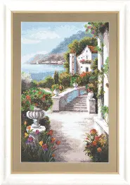 Mixed technique stitch kit М-125 "Blue gulf"