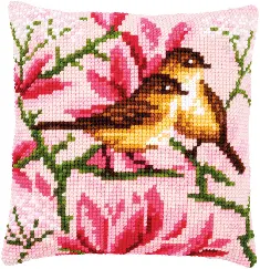 PN-0191035 Vervaco Cross Stitch Cushion "Birds and magnolia"