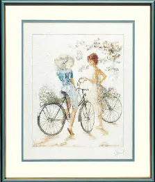 PN-0007949 Counted cross stitch kit LanArte "Girls on Bicycle"
