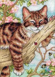 65090 Counted cross stitch kit DIMENSIONS "Napping Kitten"