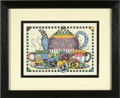 06877 Counted cross stitch kit DIMENSIONS "Teatime Pansies"