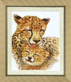BT-068 Counted cross stitch kit Crystal Art "Family of cheetahs"