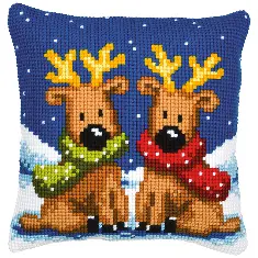 PN-0008726 Cross stitch kit (pillow) Vervaco "Reindeer Twins"