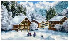 M-579 Counted cross stitch kit "Holidays in the Alps"