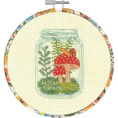 72-76316 DIMENSIONS Slow Down Toadstool cross stitch kit with hoops