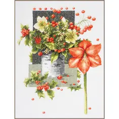 PN-0201763 Cross stitch kit 39x51cm, 14ai.LanArte HOLLY JOLLY AMARYLLIS HOLLY JOLLY AMARYLLIS