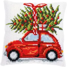 PN-0199257 Cross stitch kit (cushion) 40 x 40 cm Vervaco New Year's machine