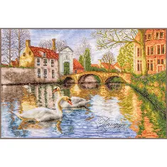 PN-0216170 Lanarte Classic Embroidery Kit: Swans of Bruges, 52x36 cm