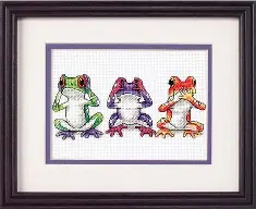 16758 Counted cross stitch kit DIMENSIONS "Tree Frog Trio"