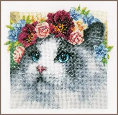 PN-0191866 Counted cross stitch kit LanArte "Flower crown Ragdoll"