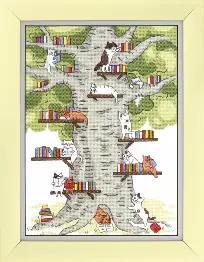 BT-236 Counted cross stitch kit Crystal Art "Library in the forest"