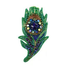 BP-353 Kit for making a Crystal Art brooch Peacock feather