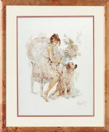 PN-0007951 Counted cross stitch kit LanArte "Girl in Chair with Dog"