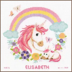 PN-0187458 Cross stitch kit Vervaco, Mother and child unicorn 28x28, aida 14