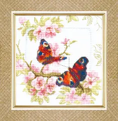 Mixed technique stitch kit M-02 "Peacocks eye"