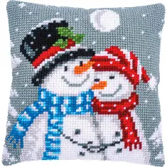  PN-0190826 Cross stitch kit (cushion) 40 x 40cm Vervaco Snowmen
