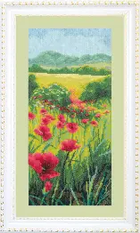 Mixed technique stitch kit M-163 Triptych “Poppy field” 