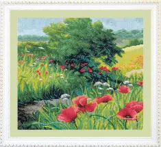 Mixed technique stitch kit M-162 Triptych “Poppy field” 
