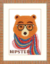 BT-155 Counted cross stitch kit Crystal Art "Bear-hipster"