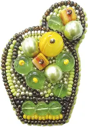 BP-187 Beadwork kit for creating broоch Crystal Art "Bright cactus""