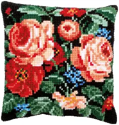 PN-0182791 Vervaco Cross Stitch Cushion "Roses"