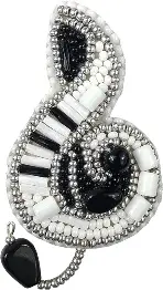 BP-202 Beadwork kit for creating broоch Crystal Art "Treble clef"
