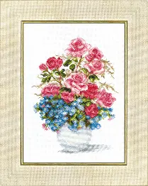 BT-023 Counted cross stitch kit Crystal Art "Roses and forget-me-not"