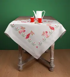 PN-0190811 Vervaco Tablecloth "Easter rabbits in tulip garden"