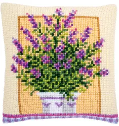 PN-0172863 Vervaco Cross Stitch Cushion "Lavender in pot"