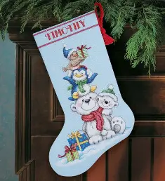 70-08840 Counted cross stitch kit DIMENSIONS "Stack of Critters. Stocking" 