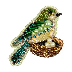 BP-314 Beadwork kit for creating broоch Crystal Art "Bird in the nest"