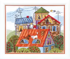 BT-092 Counted cross stitch kit Crystal Art "At the roof"