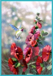 11127 Satin stitch kit DIMENSIONS "Hollyhocks in Bloom" 