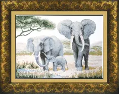 Cross-stitch kit М-24 "Elephants near the water" 
