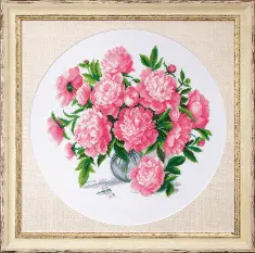 Mixed technique stitch kit М-155 "Peonies"
