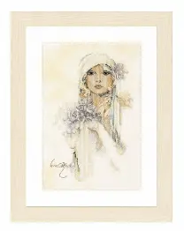 PN-0008013 Counted cross stitch kit LanArte "Lady with Lilac Flower / Sara Moon"