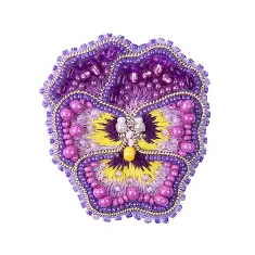 BP-274 Beadwork kit for creating broоch Crystal Art "Pansies"