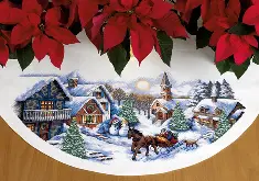 70-08830 Counted cross stitch kit DIMENSIONS "Sleigh Ride Tree Skirt"